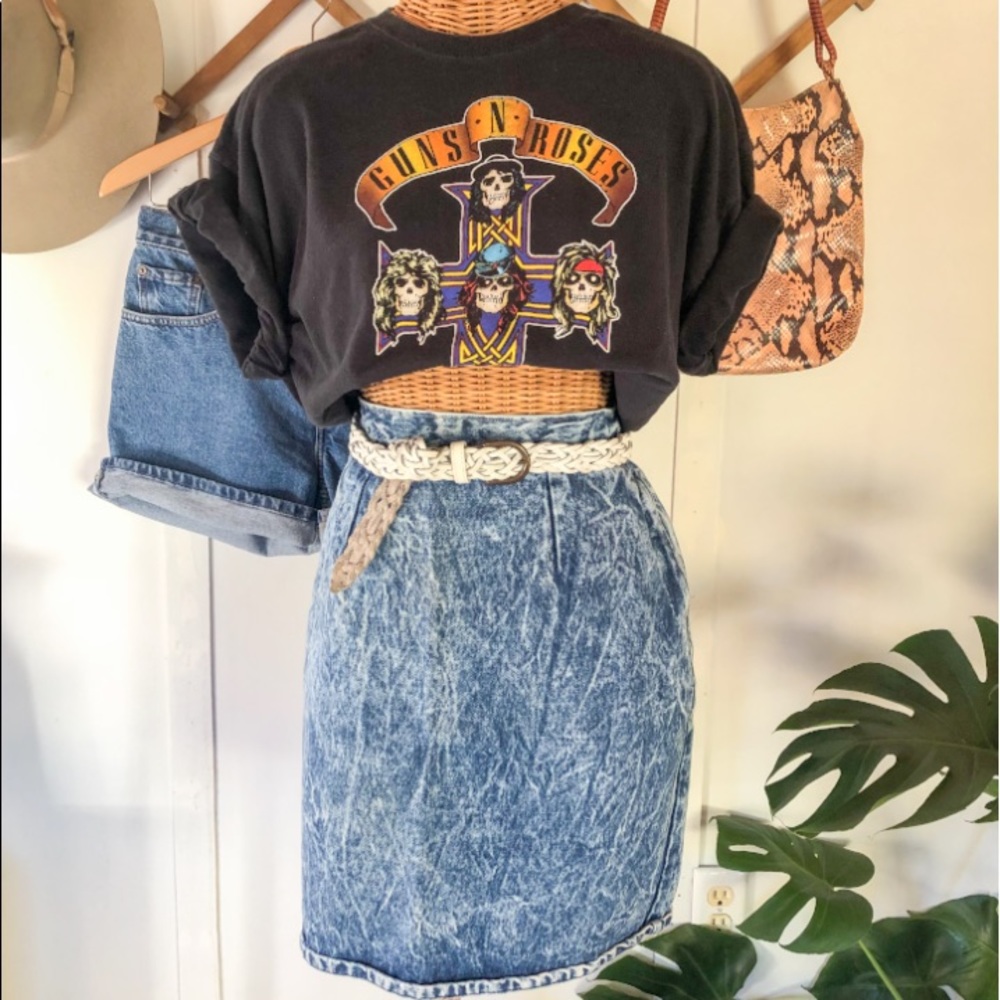 Vintage Acid Wash Denim Skirt